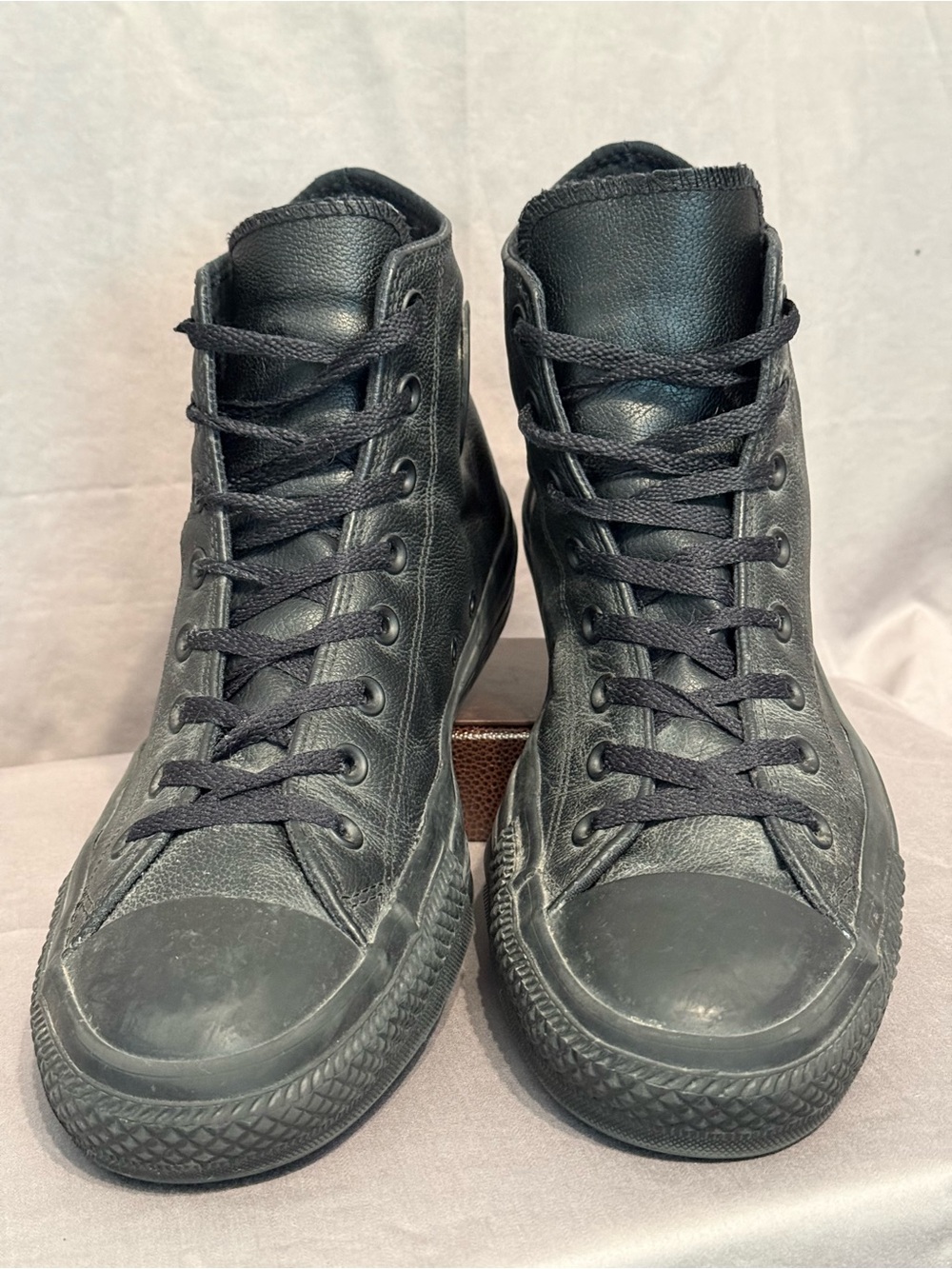 Converse All-Stars Black High-Top Leather Sneakers size 12 men (14 women)